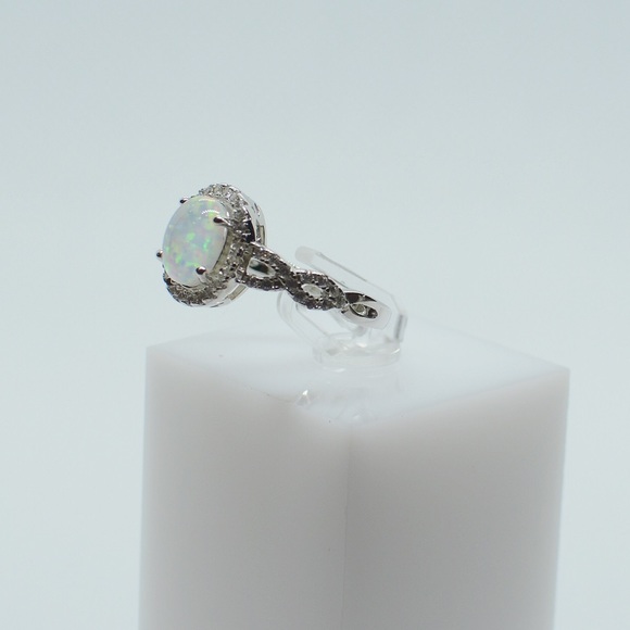 925 Sterling Silver Filigree Style White Opal Ring - Picture 4 of 4